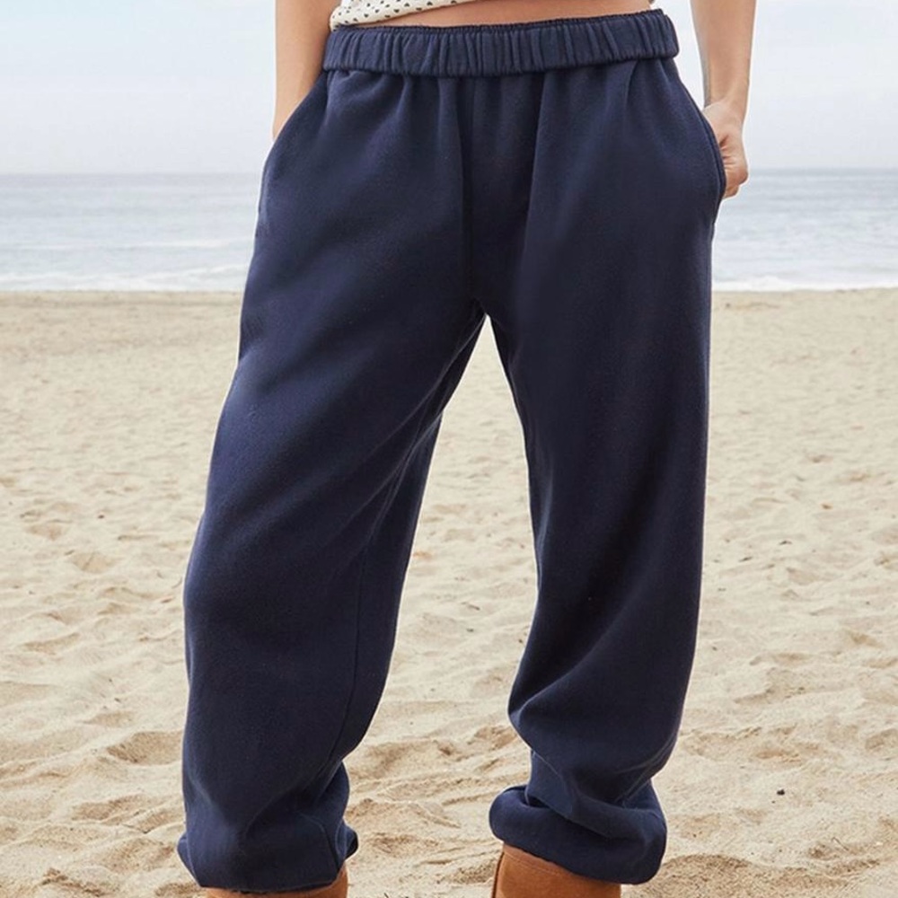 Brandy Melville baggy Navy Blue Fleece Jogger Pants